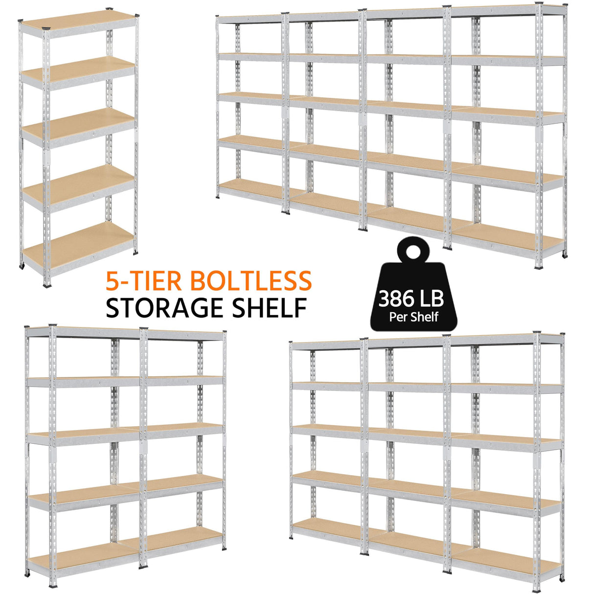 Yaheetech Storage Shelves 5 Tier Garage Shelving Heavy Duty Garage Shelves Adjustable Metal Shelving Unit Utility Rack Industrial Shelving for Warehouse Pantry Closet, 27.5"W x 12"D x 60"H, Silver Yaheetech