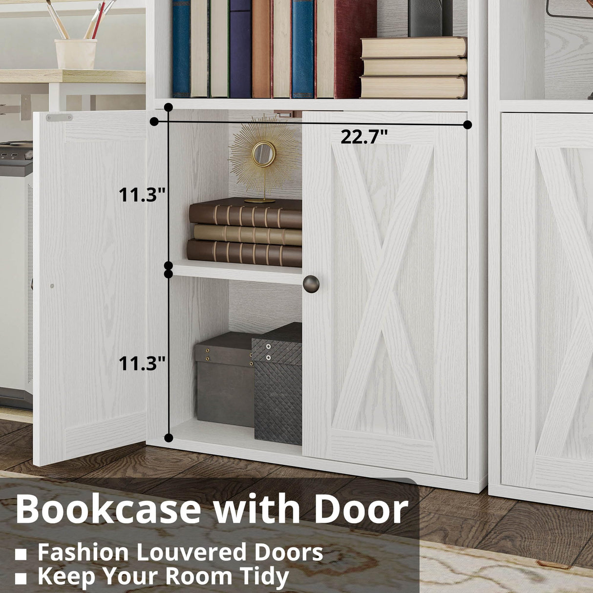 IRONCK Industrial Bookshelves and Bookcases with Doors 11.8 in Depth Set of 2 Floor Standing 5 Shelf Display Storage Shelves Bookcase Home Decor Furniture for Home, Office, Living Room, Bedroom IRONCK