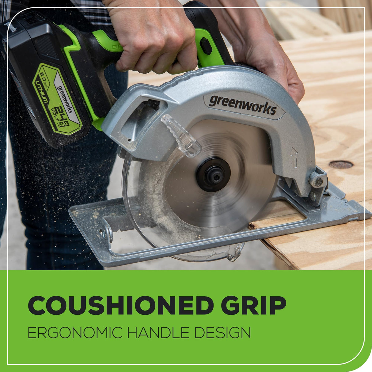 Greenworks 24V 7-1/4'' Circular Saw Brushless Cordless, with 4Ah Battery and 2A Charger Greenworks