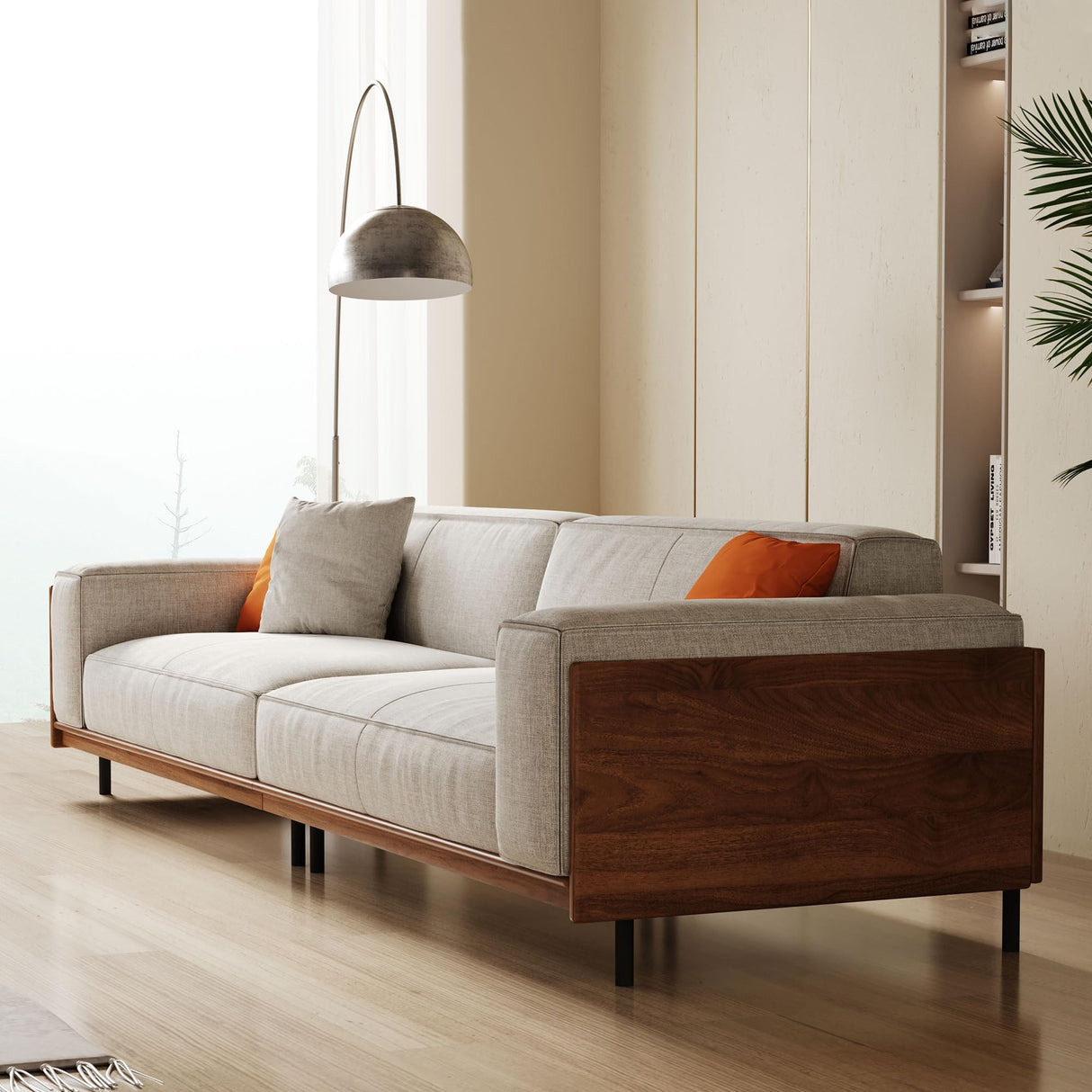 NessCarsti Modern 4-Seater Sofa for Living Room - Comfortable Timecloud Couch with Wood Frame and Metal Legs, Easy Assembly, Ideal for Office, Apartment, or Living Room, 111.81", Grey NessCarsti