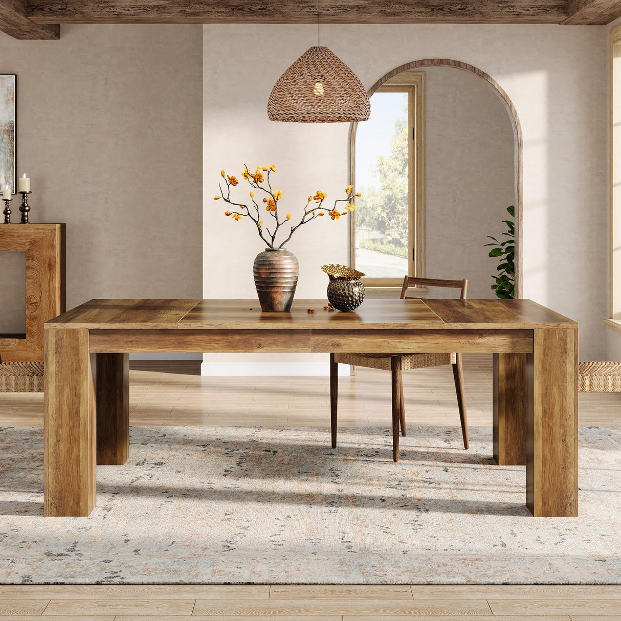 Tribesigns 63-Inch Dining Table for 4-6 People, Rectangular Kitchen Dinner Table, Farmhouse Wooden Eating Table for Home Kitchen, Dining Room Tribesigns