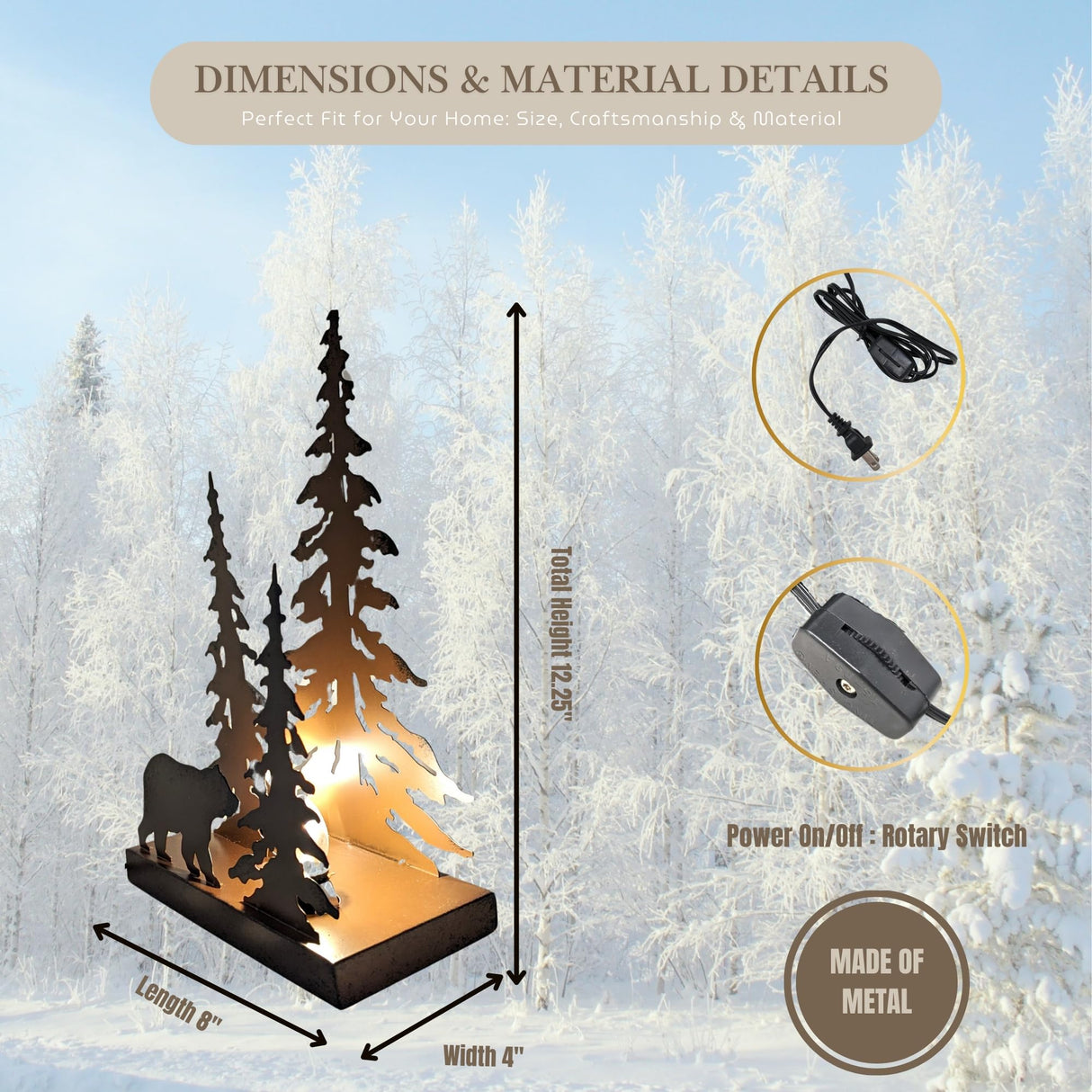 Rustic Metal Bear Silhouette Table Lamp – Forest-Inspired Night Light for Cabin, Lodge, and Woodland Décor BestGiftEver