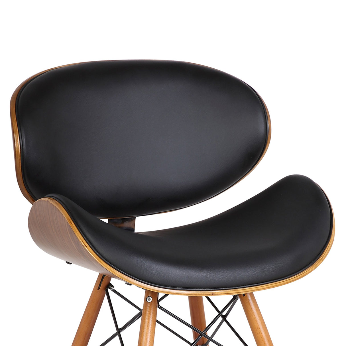 Armen Living Cassie Dining Chair in Black Faux Leather and Walnut Wood Finish 20D x 21W x 31H in Armen Living