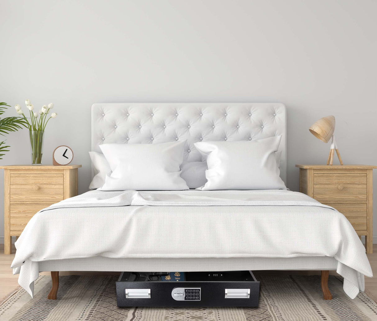 Under Bed Gun Safe Drawer for Pistol - Long Storage Case for Car Trunk Gun Storage - Pistol Safes for Home Jewelries and Pistols, Horizontal Gun Safe POCHAR