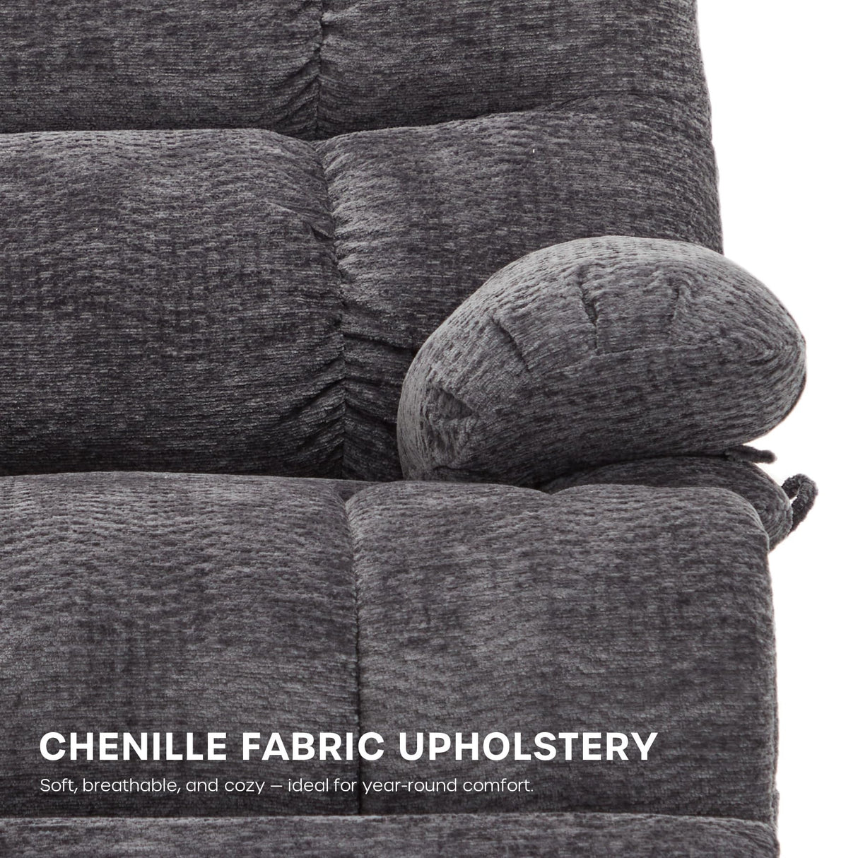 DYNOX 400lbs Lift Chairs for Big & Tall Seniors Power Lay Flat Recliner Oversized Lift Sofa with Heat Massage Electric Lift Recliner Chair Bed, Extended Footrest(9205L,Chenille,Grey) DYNOX