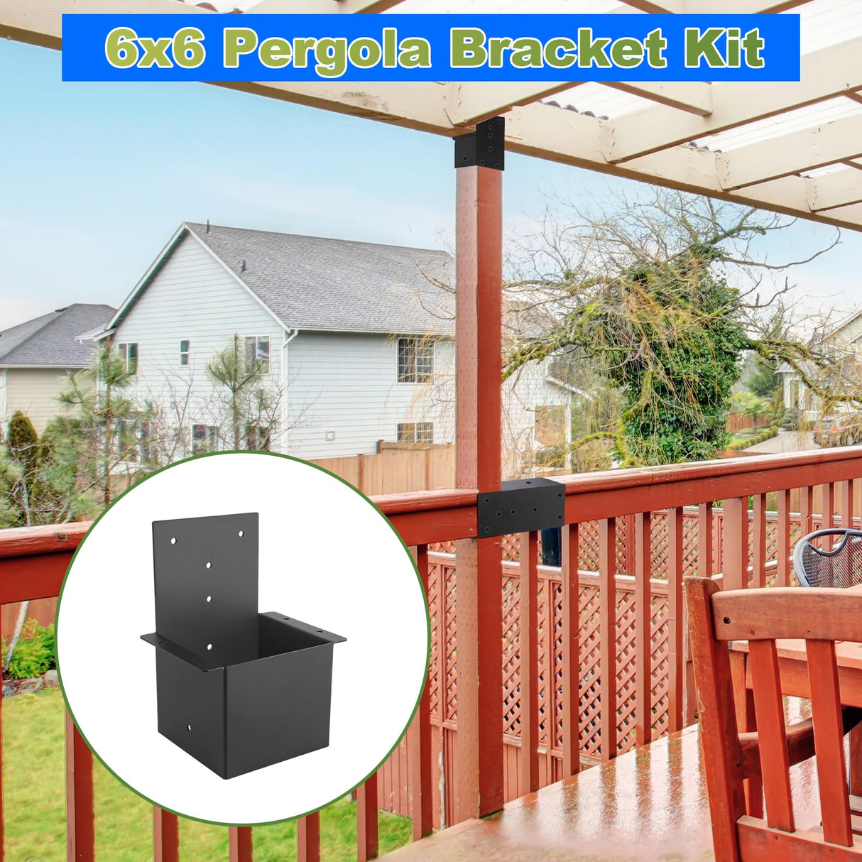 4 Pcs Pergola Brackets 6x6 (Actual 5.6 "x 5.6") Rafter Post Brackets,Deck Railing Brackets, Pergola Kit for Wood Posts or Deck Railing (with Screws) XIHUWZ