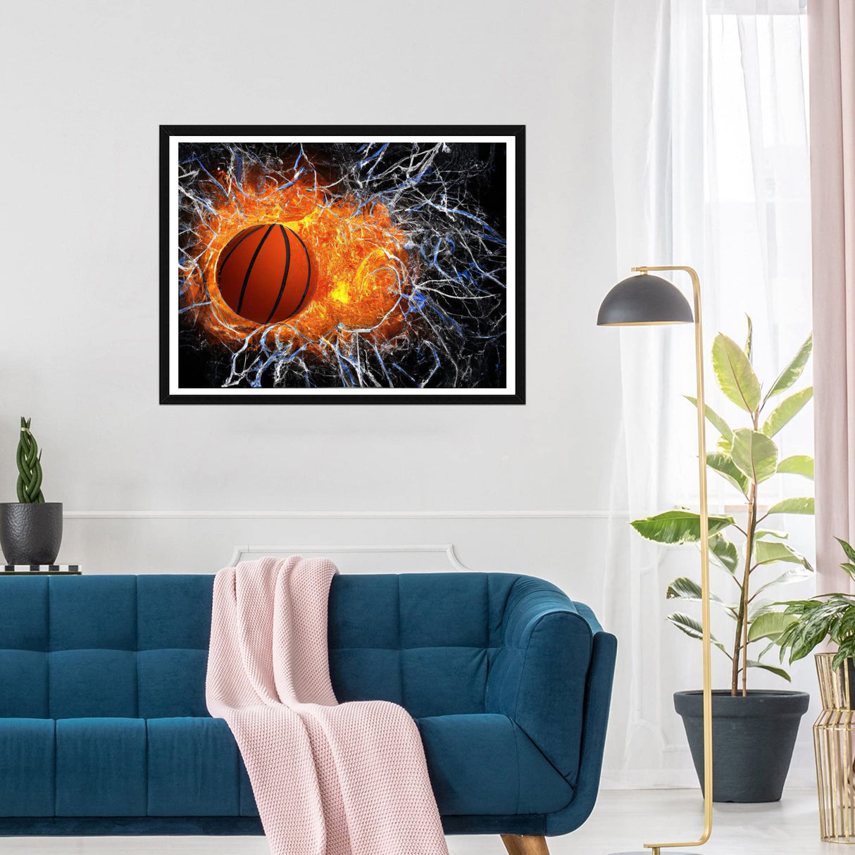 SKRYUIE 5D Flame Basketball Diamond Painting Kits - DIY Diamond Art Kits for Adults Fire, Full Round Drill - Crystal Cross Stitch - Adults Craft for Wall & Office Decor - 12x16inch(30x40cm) SKRYUIE