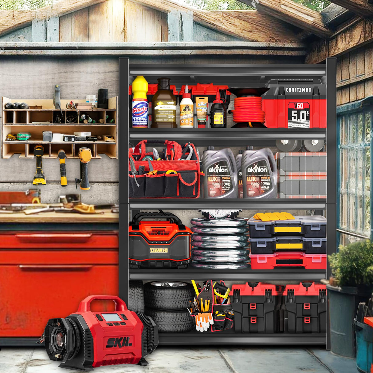 PRESTELION 72" H|48" W Garage Shelving Unit and Storage-Easy Assembly Metal Shelves 5-Tier Rack|Heavy-Duty Adjustable Shelf|Steel Rust-Resistant Shelves for Industrial,Warehouse,Basement PRESTELION