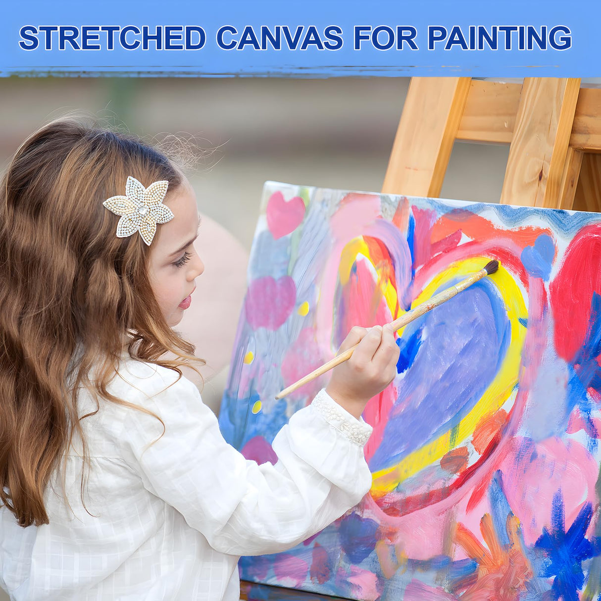 Heart Canvas for Painting, 24 Pack Art Stretched Painting Canvas, 100% Cotton Painting Canvas Supplies with 12 Ounce Triple Primed Acid-Free for Acrylics, Oils & Other Painting Media FROM ONE