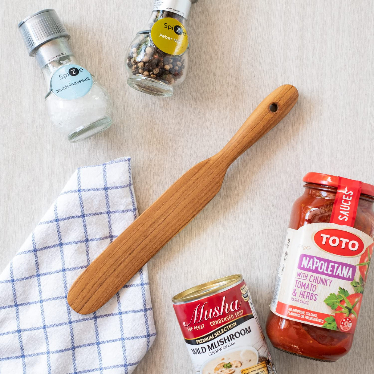 FAAY Skinny Spurtle – Sourdough Mixer & Bread Stirring Spatula | Ideal for Dough Whisking, Mixing, Jar Scraping, & Reaching Bottom | Teak Utensil Tools for Starter, Baking, Sour dough Gift FAAY