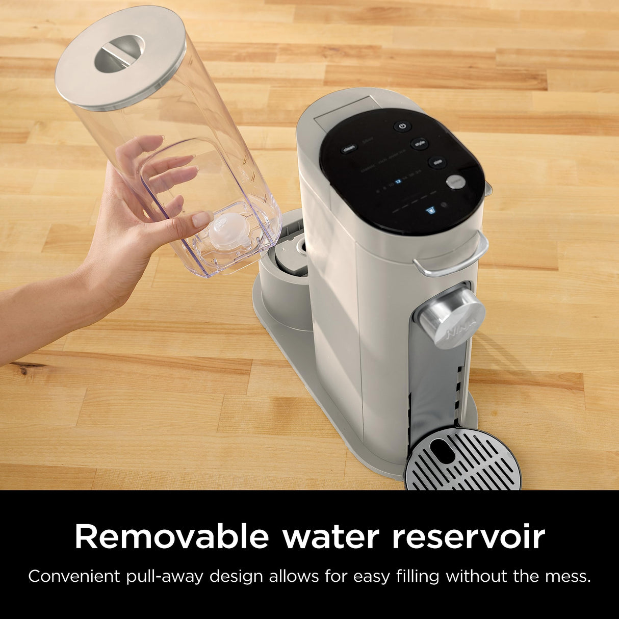 Ninja Pods & Grounds Single-Serve Coffee Maker, K-Cup Pod Compatible, Brews Grounds, Compact Design, 56-oz. Reservoir, 6-oz. Cup to 24-oz. Travel Mug Brew Sizes, Iced Coffee Maker, Stone, PB041ST Ninja