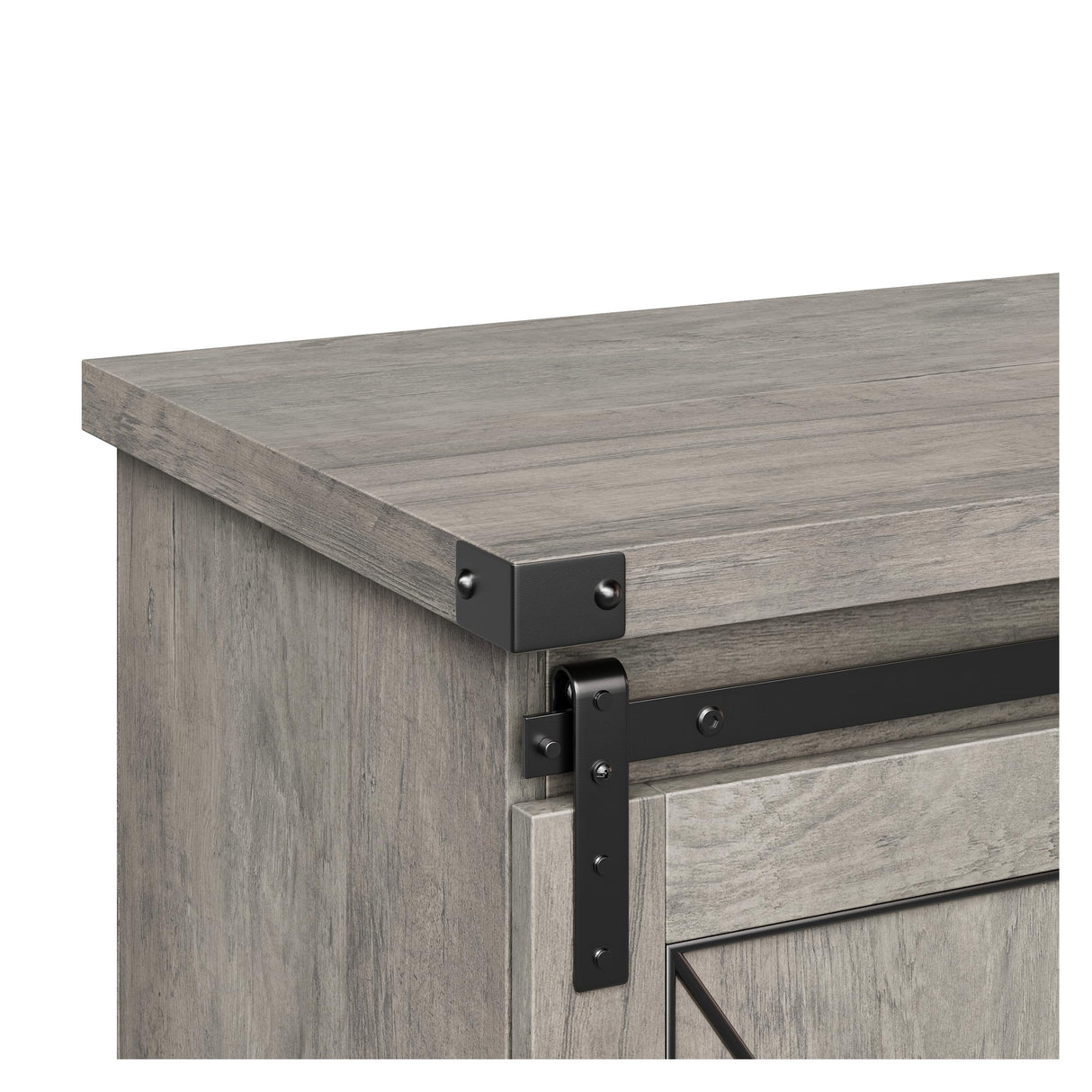 Farmhouse TV Stand for TVs Up to 65", Rustic Entertainment Center with Sliding Barn Doors, Storage Cabinets & Adjustable Shelf, Media Console for Living Room, Bedroom, Grey GAOMON