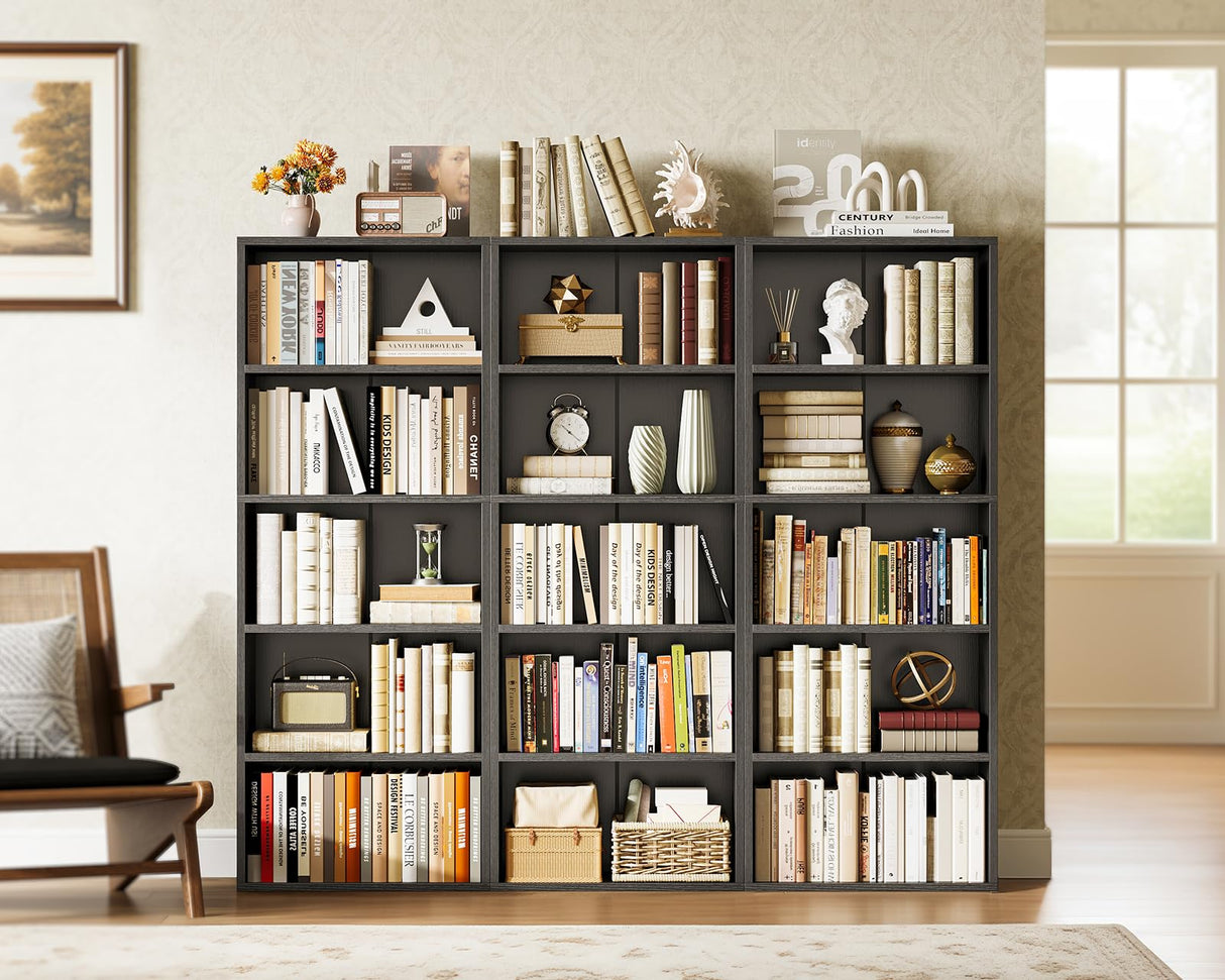 Casaottima 5-Tier Open Bookshelf and Bookcase, Floor Standing Display Storage Shelves for Living Room, Tall Book Shelf for Bedroom, Home Office, Dining Room, Black Casaottima