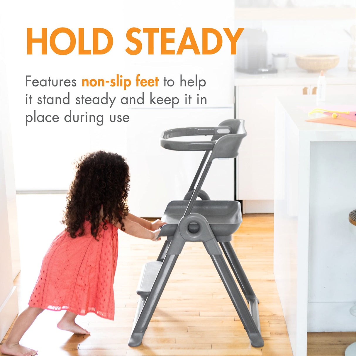 Boon Pivot Toddler Tower - Folding Toddler Step Stool for Bathroom Sink or Kitchen Countertop - Step Stool for Toddlers with CPC Certification - Gray - Ages 18 Months to 4 Years Boon
