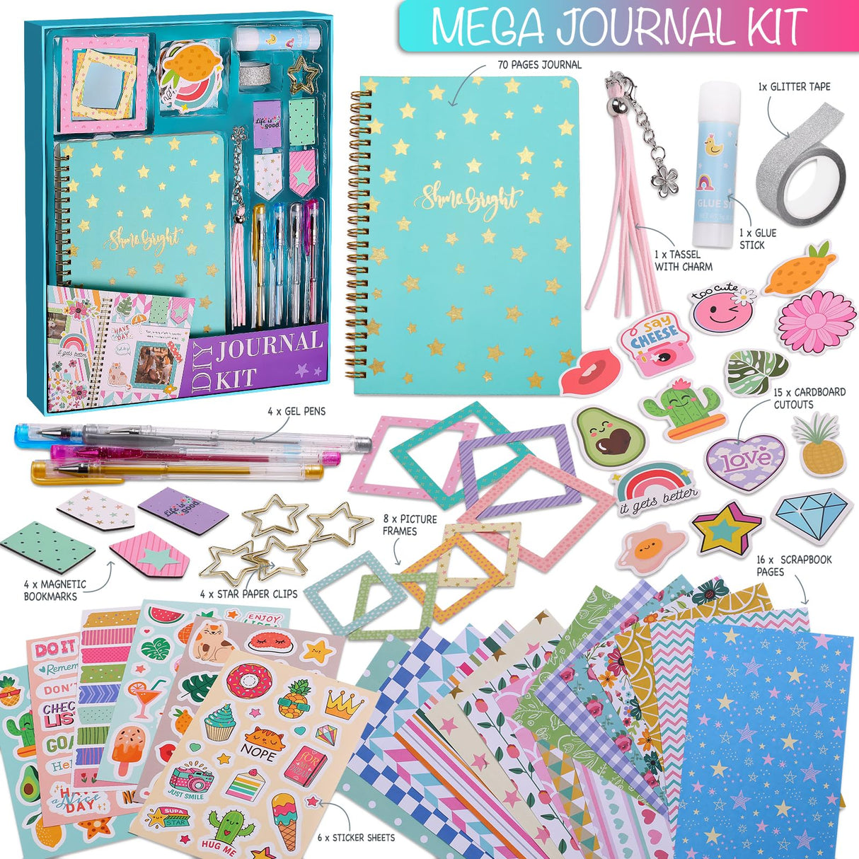 DIY Journal Kit for Girls, Scrapbook & Diary Supplies Set, Birthday Gifts for Teen Girls Craft Sets - Unleash Creativity Journaling Art Crafts Kit - Ideal Gifts for 8 9 10 11 12 13 14 Year Old Girl BEARUN