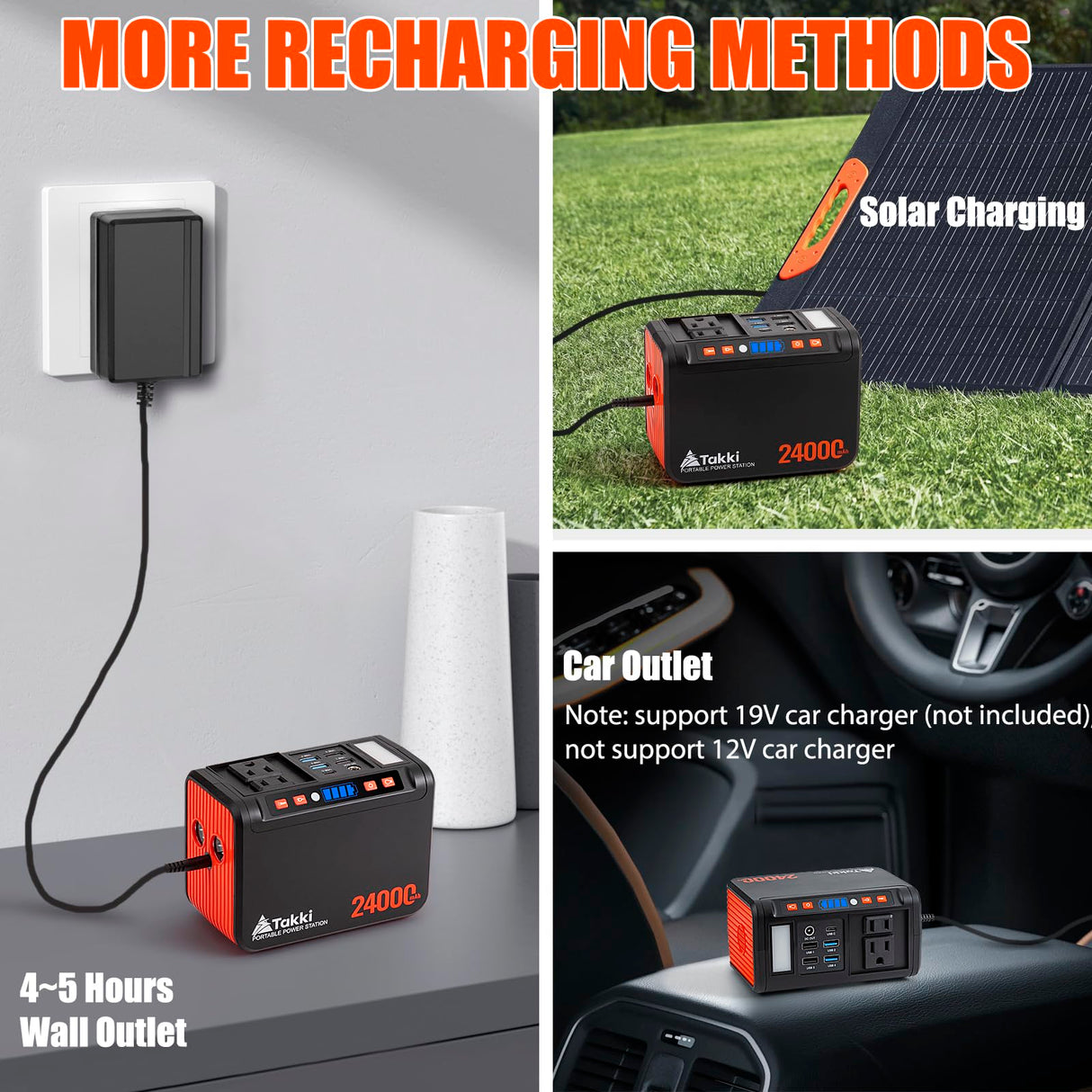 Takki Portable Power Station 88Wh Solar Generator Power Bank with 110V AC DC USB Ports LED Flashlight for Camping Home Emergency Power Backup(Solar Panel Not Included) Takki