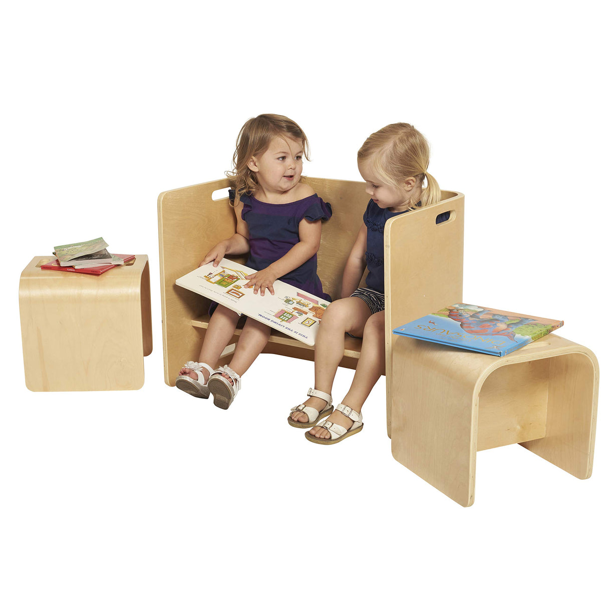 ECR4Kids Bentwood Multipurpose Table and Chair Set, Kids Furniture, Natural, 3-Piece ECR4Kids