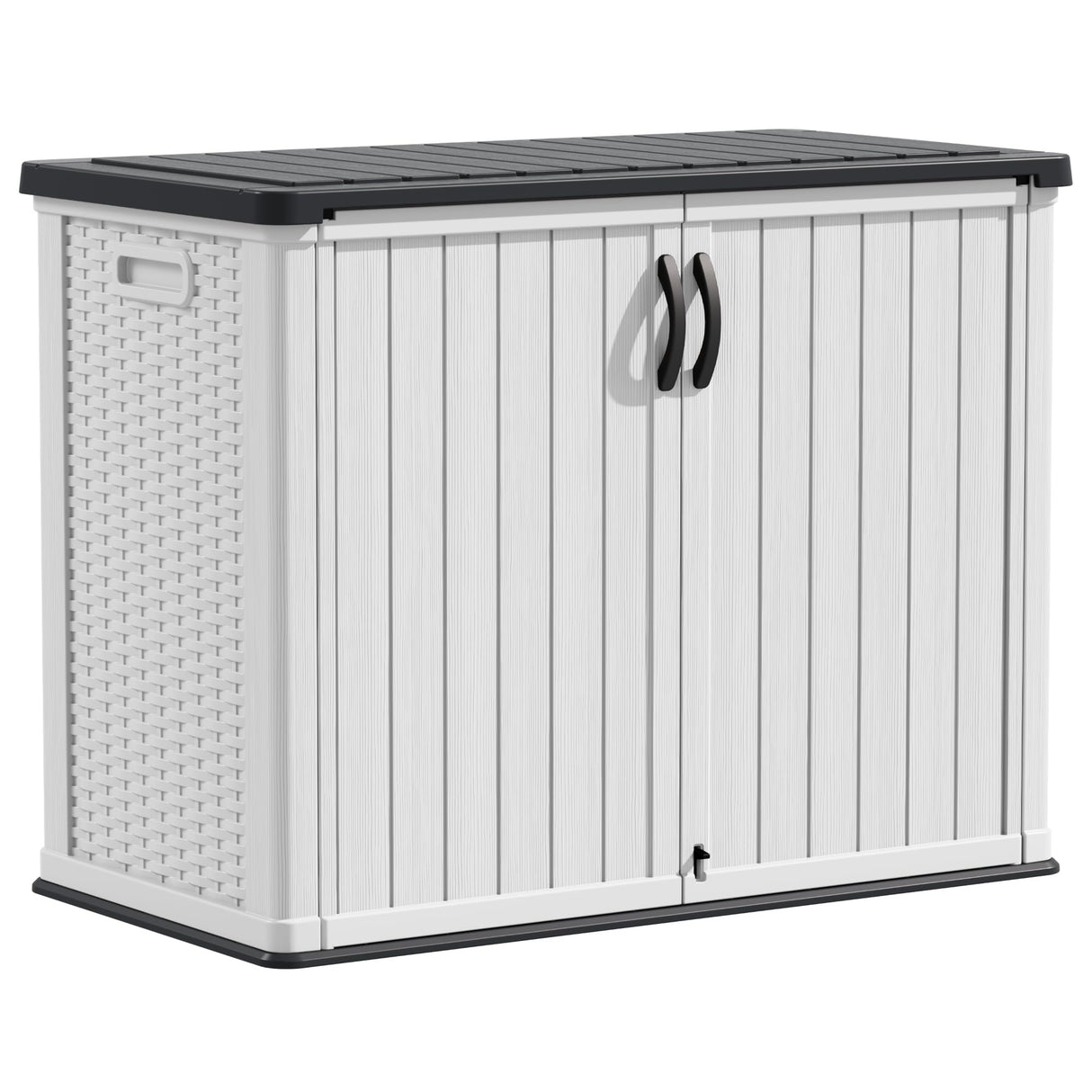 Devoko Outdoor Storage Cabinet 26 Cu Ft with Lockable Doors, Horizontal Storage Shed Waterproof Patio Tools Storage Box for Sofa Cushions, Gardening Tools and Accessories (White) Devoko