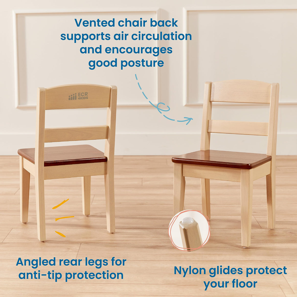 ECR4Kids Hideaway Table and Chair Set, Kids Furniture, Dark Walnut/Antique White, 3-Piece ECR4Kids