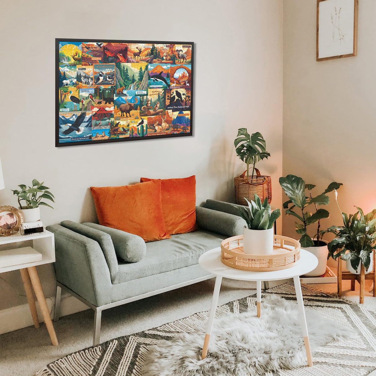 American National Parks Puzzle for Adults 1000 Pieces, PICKFORU Travel Poster Landscape Puzzle Scenery of Zion Yellowstone Yosemite with Animals, Scenic Jigsaw Puzzles for Adults Mountain Scene PICKFORU