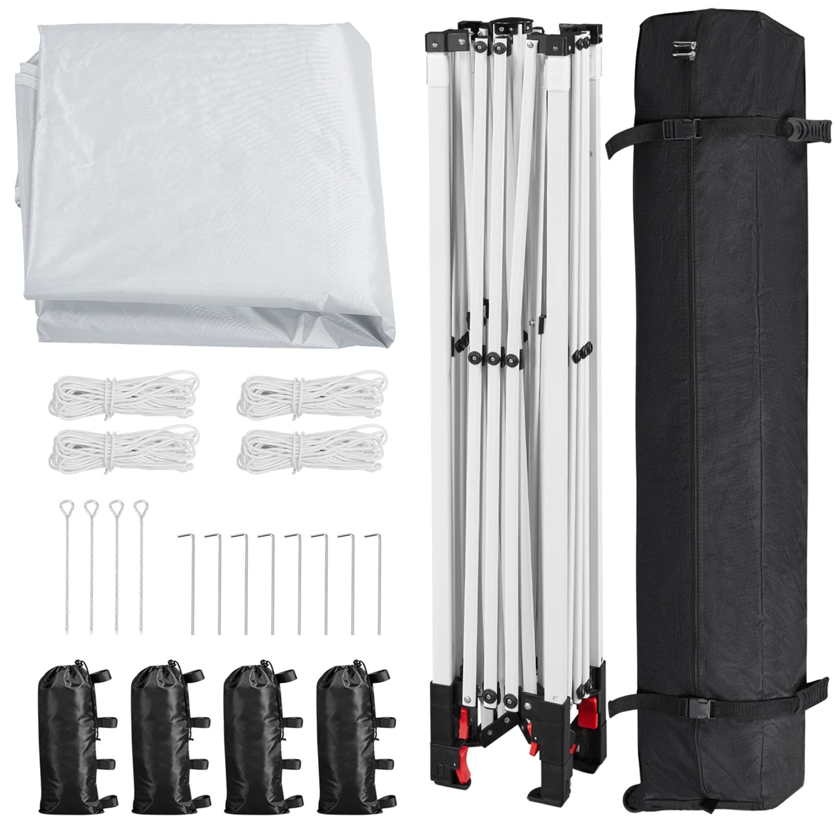 Yaheetech 10x10 Pop Up Canopy Tent with Vent, Easy Set Up Tent, Instant Sun Shelter Canopy with Wheeled Bag, 4 Sandbags, 12 Stakes & 4 Ropes, for Parties, Beach, Outdoor, White Yaheetech