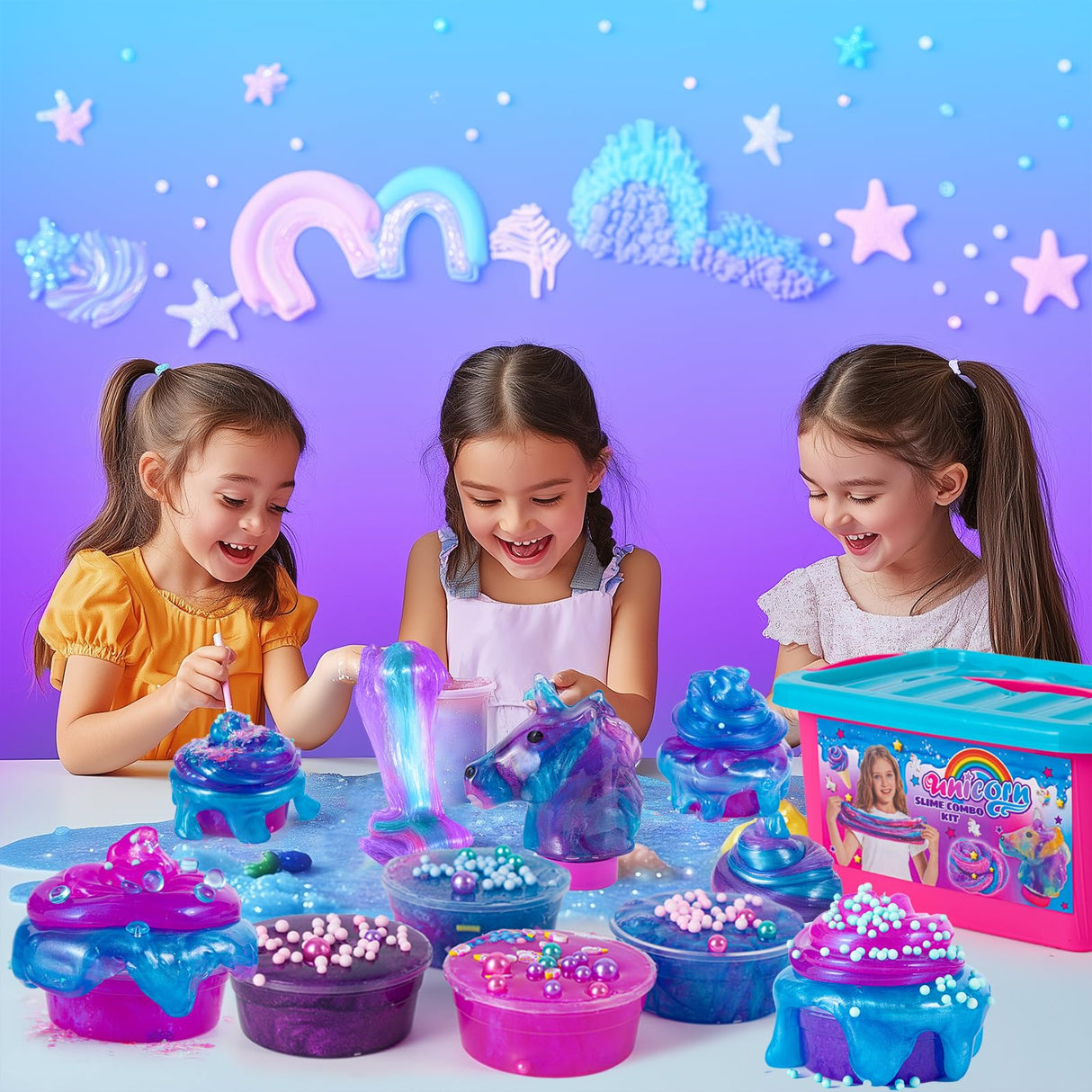 ZOnFRTO Mini Unicorn Slime Kit for Girls - Glimmer Crunchy, Butter, and Galaxy Slime for Kids 6-12 - Party Favors for Children ZOnFRTO