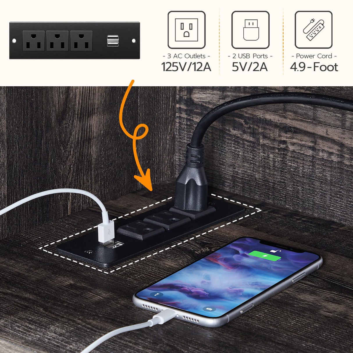 HOOBRO Farmhouse TV Stand, TV Stand for 75 Inch TV, Media Entertainment Center with LED Lights and Power Outlets, TV Console Table for Living Room, TV Stand with Storage, Dark Rustic Oak FP71UDDS01 HOOBRO