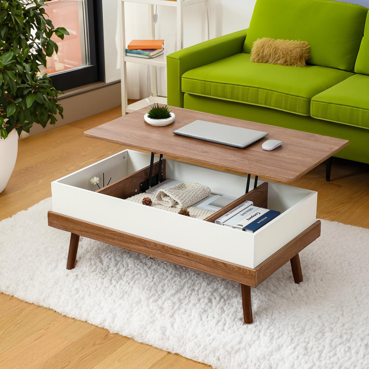 Houseables Lift Top Coffee Table with Storage, Brown Wood Coffee Table with Lifting Top, 39”L x 16”H-22”H, Lift Top Coffee Tables for Living Room, Modern Center Table, Rising Pop Up Coffee Table Desk Houseables