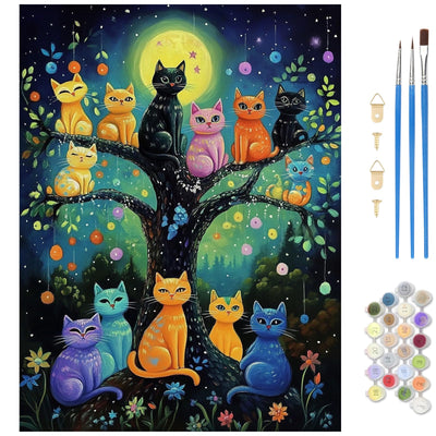 MAXBYE Cute Cats Paint by Numbers Kit for Adults, Kids' Paint by Number Kits, Animal Paint by Numbers Kits for Beginner, DIY Acrylic Color by Number on Canvas for Home Wall Decor Gift 12X16 in