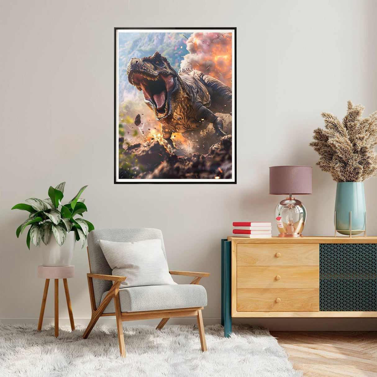 SKRYUIE Paint by Numbers Kit for Adults Beginner Dinosaur, Acrylic Volcano Oil Painting by Numbers Kits with PaintBrushes Paintwork Art Crafts Canvas for Home Decor 16x20 inch c12 SKRYUIE