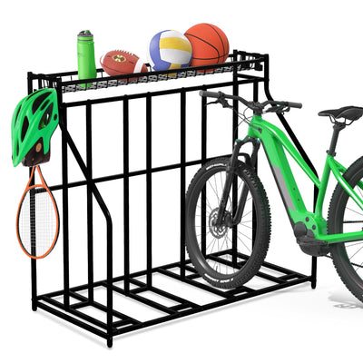 YES4ALL 4-Bike Stand, Bike Storage Rack, Bicycle Floor Rack for Garage Organizer, Indoor Sporting Gear Storage Station