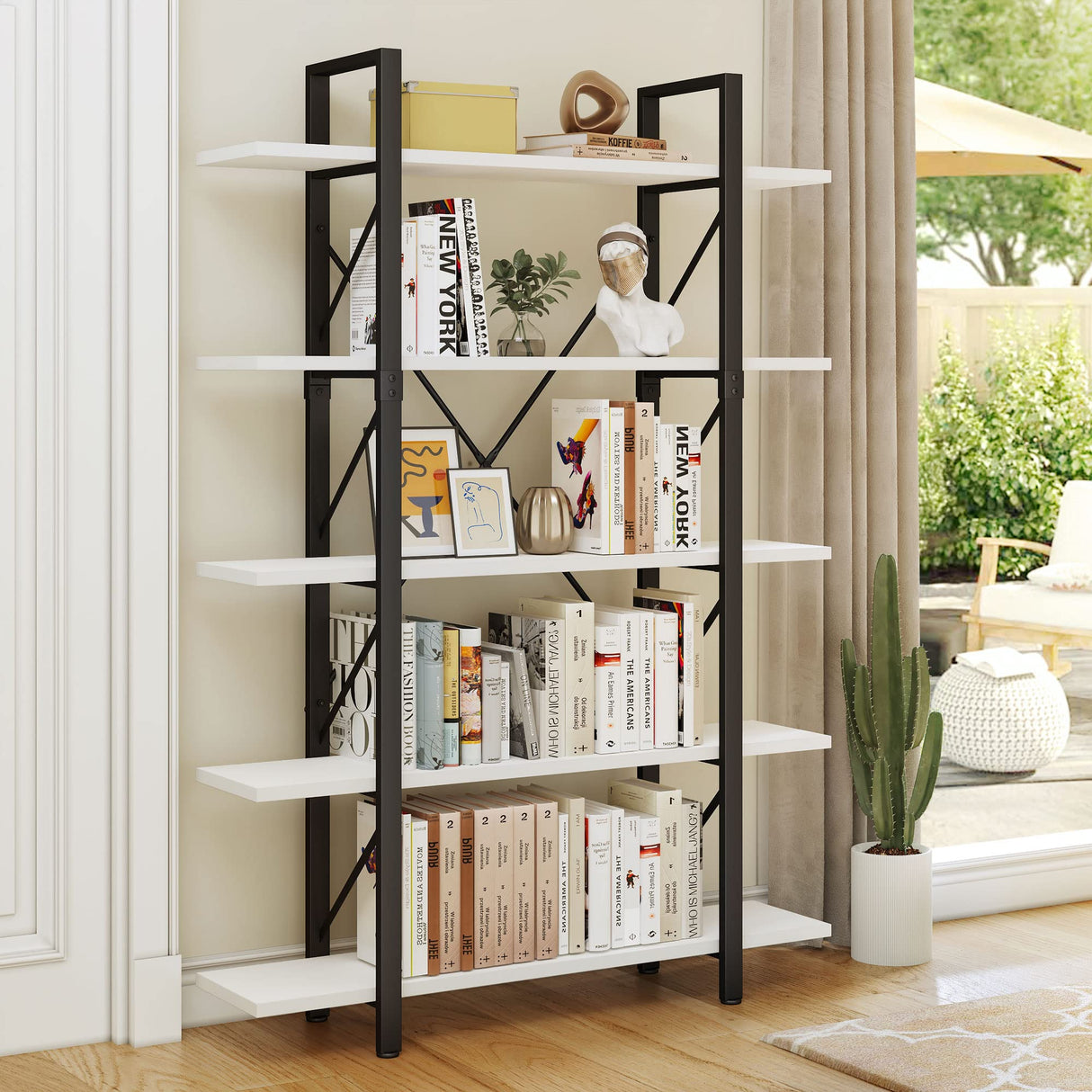 YITAHOME 5 Tier Bookshelf, Freestanding 5 Shelf Bookcases and Bookshelves, Modern Minimalist Furniture Open Display Storage Shelves Books Organizer for Living Room Bedroom Home Office, White YITAHOME