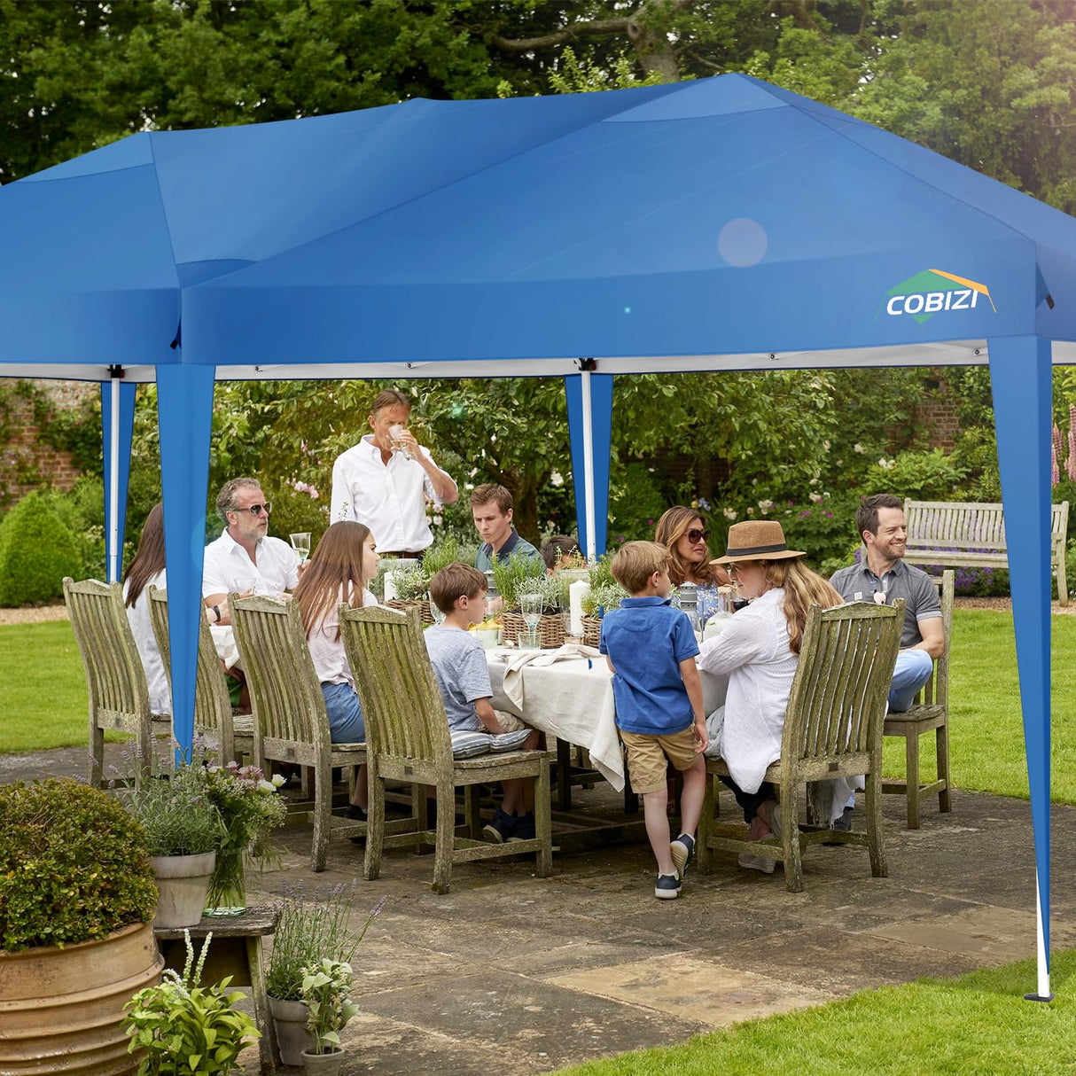 COBIZI Canopy 10x20 Pop Up Canopy Tent 10x20ft Waterproof Party Tent Ez Up Canopy Tents for Parties Wedding Outdoor Commercial Event Gazebo Portable Instant Tent for Backyard Camping Carport, Blue COBIZI