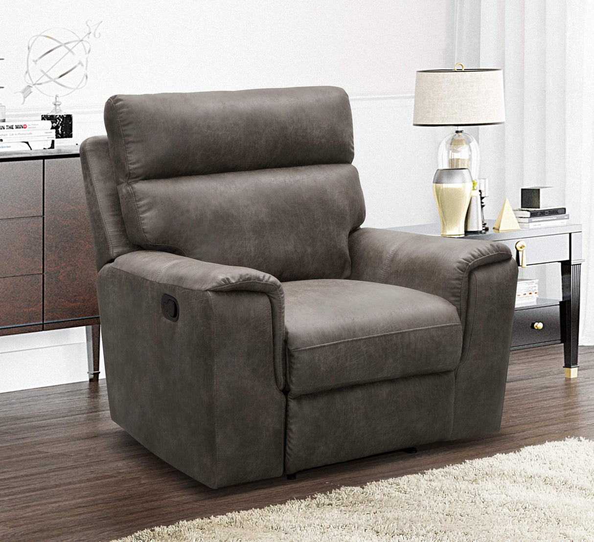Abbyson Living Lawrence Fabric Recliner - Traditional Design, Upholstered, High Density Foam, Dark Brown Abbyson Living