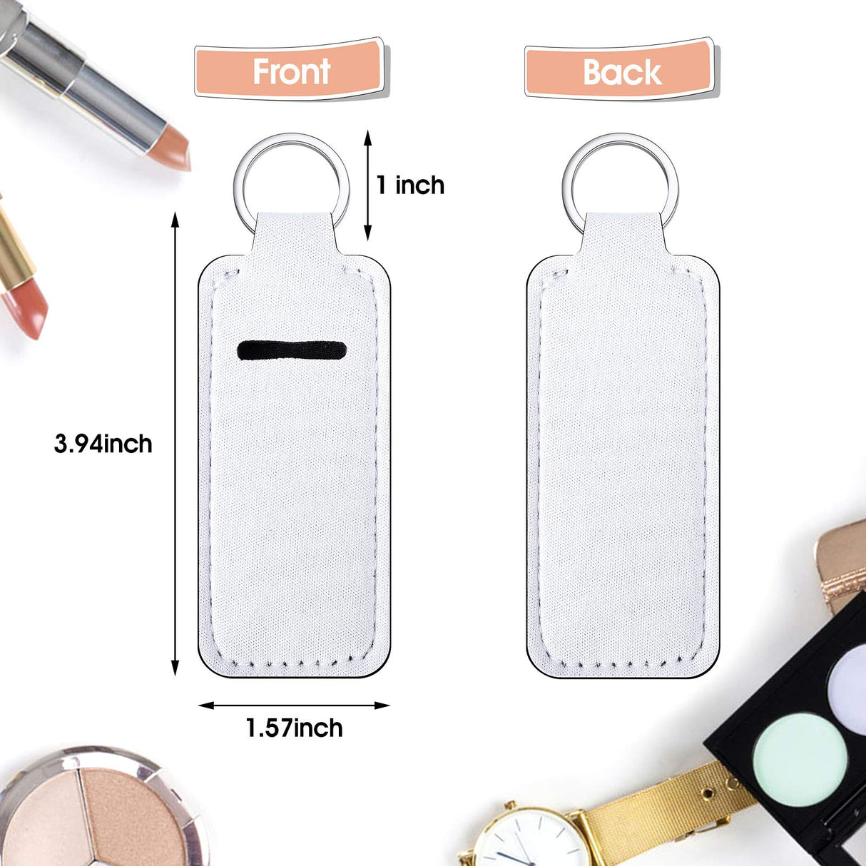 Hicarer 20 Pieces Sublimation Lipstick Holder Keychain Bulk Blank Lipstick Neoprene Clip-on Sleeve Travel Key Ring Holder Hicarer