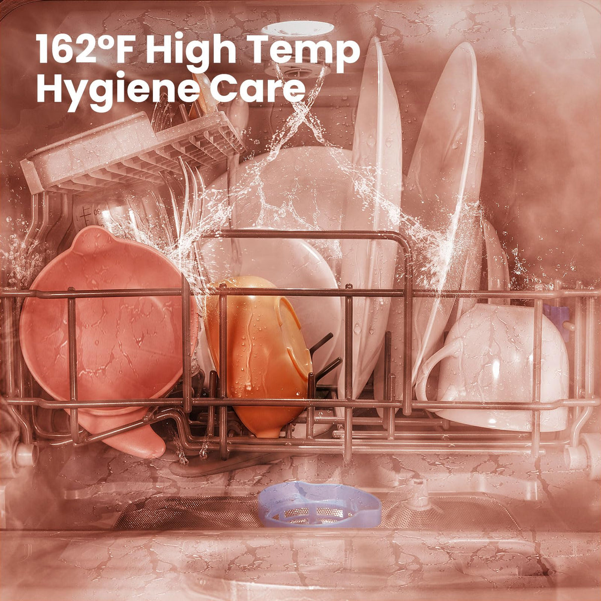 COMFEE' Portable Mini Dishwasher Countertop with 5L Built-in Water Tank for Apartments& RVs, No Hookup Needed, 6 Programs, 360° Dual Spray, 162℉ High-Temp& Air-Dry Function COMFEE'