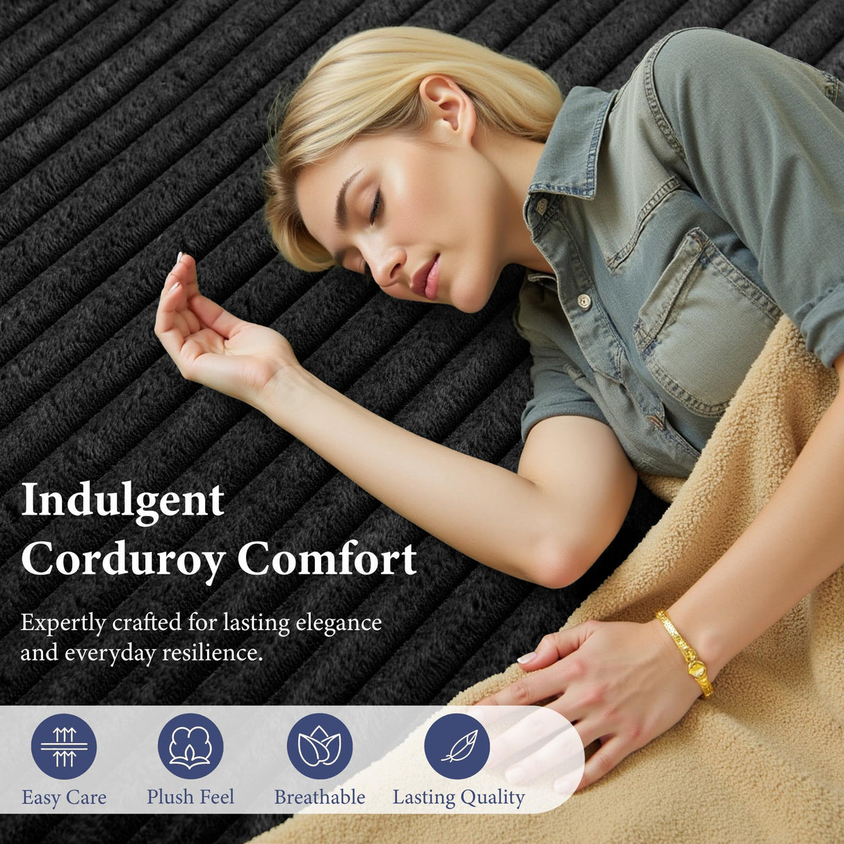 133" Oversized Couches for Living Room Modern Sectional Couch for Living Room Corduroy Boneless Couchs Comfy Cloud Couch Flexible Modular Sectional Sofa (Black, with Cup Holder) KOPSEE