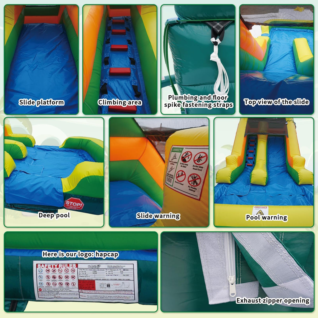 Hapcap Inflatable Commercial Water Slide Bounce House with Air Blower for Kids or Adults,Semi Commercial,Park Use,High Slide with Shallow Pool,Backyard Water Play Slide,Outdoor Large 20' x 9.4'x 13’ Hapcap