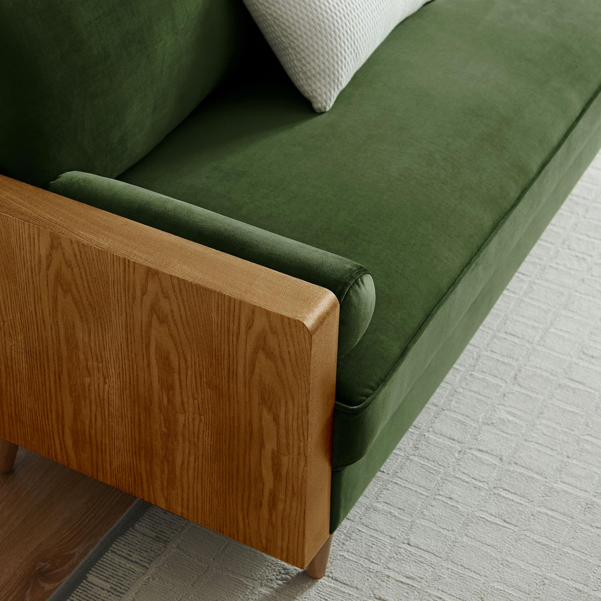 Modway Kellan 72 Inch Velvet Sofa in Walnut Moss Green Modway