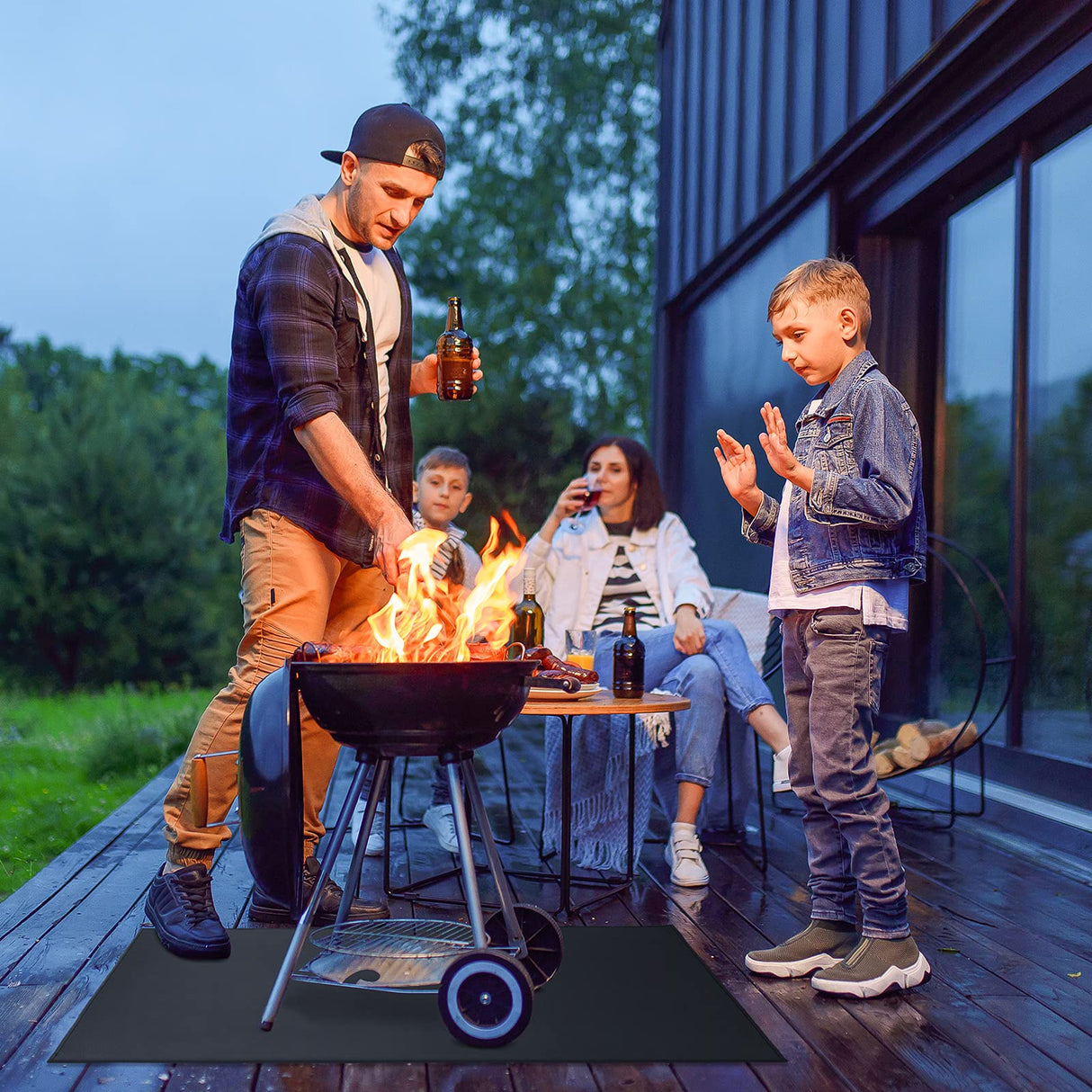 Large Under Grill Mat 60 ×40 Inch for Outdoor Charcoal, Smokers, Gas Grills, Deck and Patio Protective Mats, Fireproof Grill Pads, Indoor Fireplace Mat Prevents Ember Damage Wood Floor Cvtayn