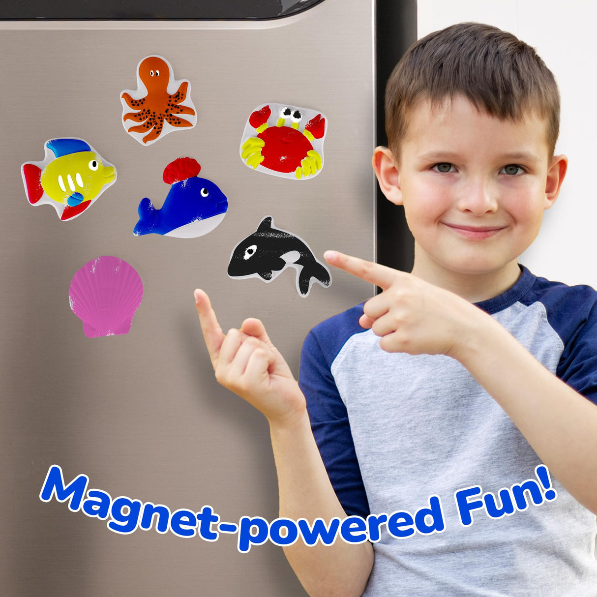 ArtCreativity Ocean Animals Plaster Painting Kit for Kids - 6 Aquatic Plaster Figurines, 2 Paint Sets, 2 Brushes, and 6 Circle Magnets for Display - 8 Different Paint Colors - Kids Painting Set ArtCreativity