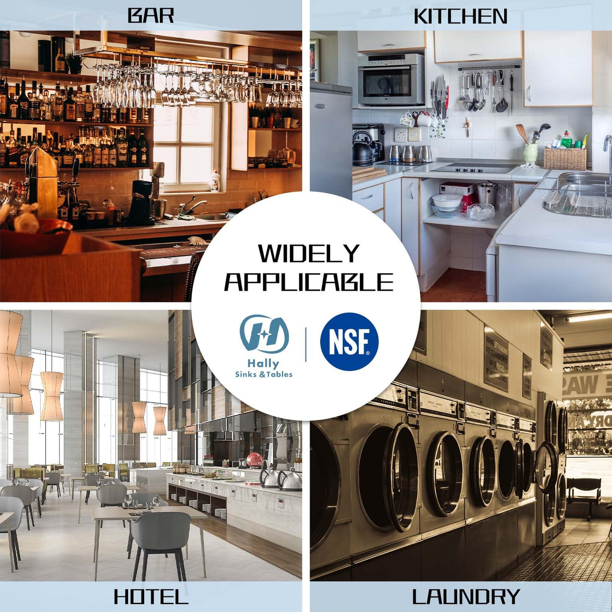 Hally Open Base Stainless Steel Table 24 x 48 Inches, NSF Commercial Heavy Duty Prep & Work Table with Galvanized Legs for Restaurant, Home and Hotel HALLY SINKS & TABLES H