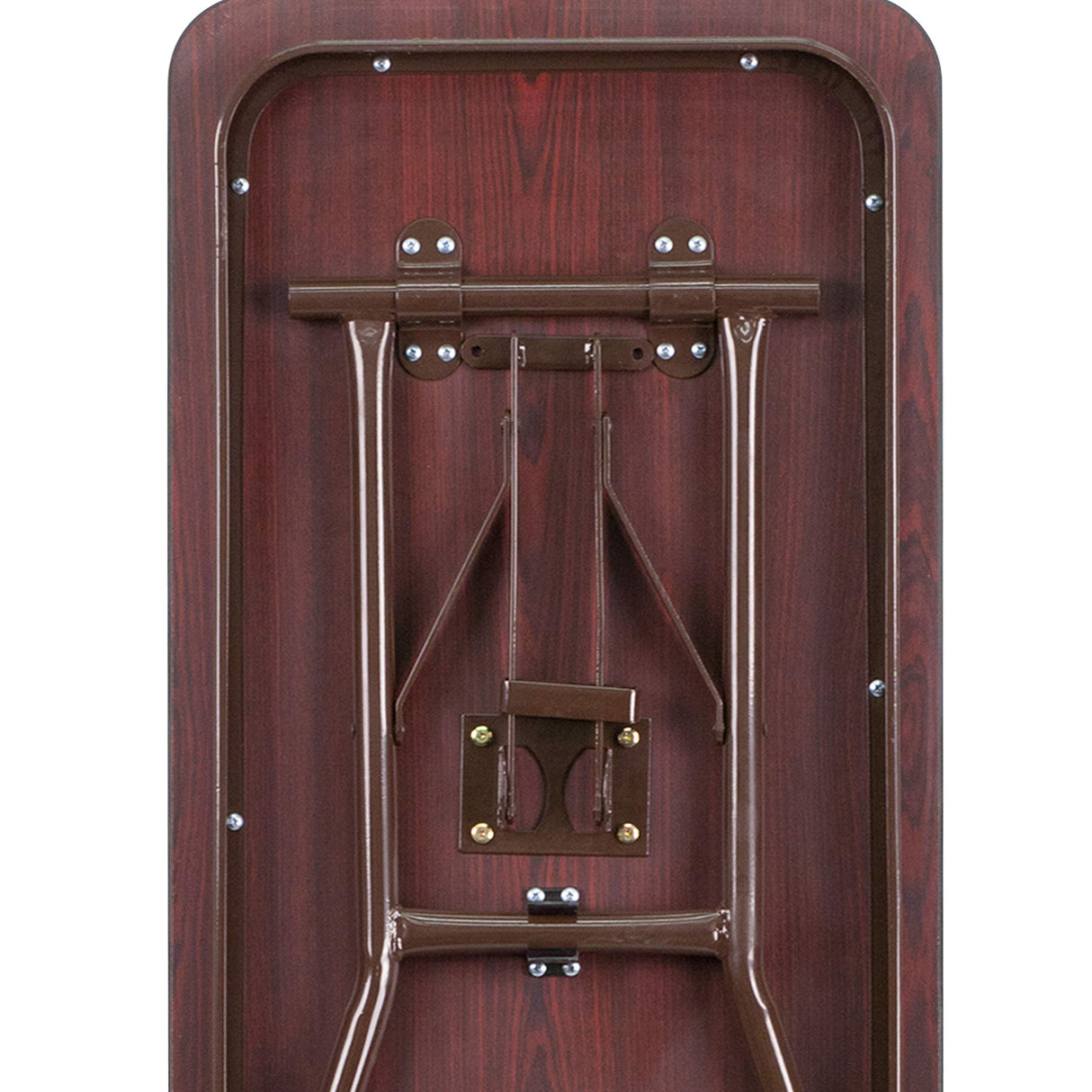 EMMA + OLIVER 6-Foot Mahogany Melamine Laminate Folding Training/Seminar Table - Event Table EMMA + OLIVER