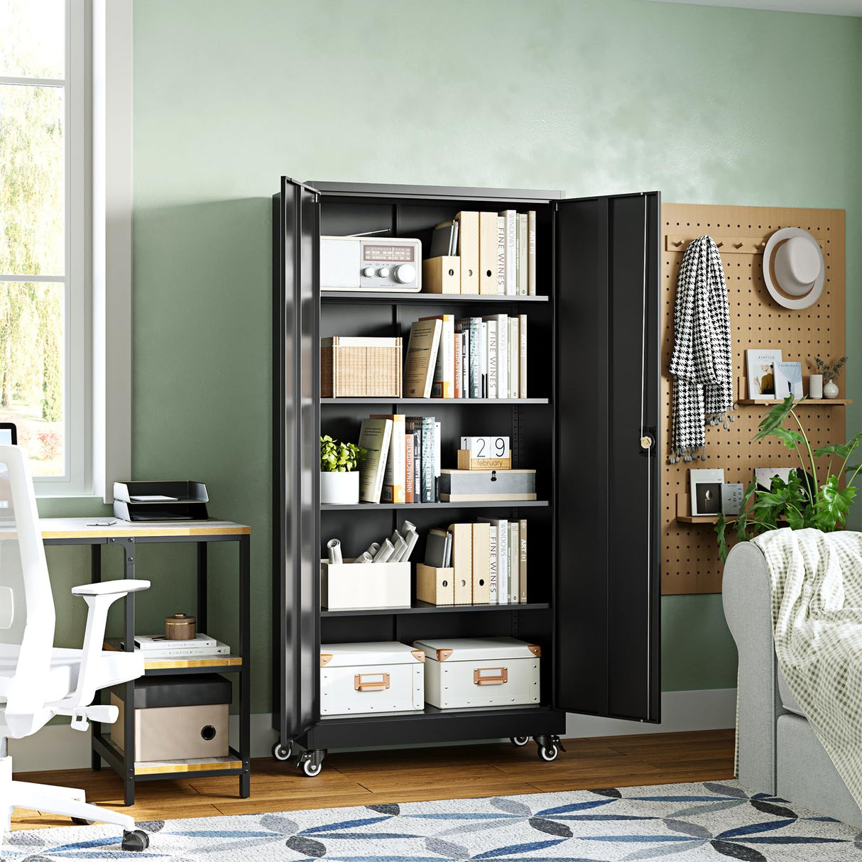 Letaya Metal Garage Storage Cabinets with Lock Door and Adjustable Shelves, Steel Tool Cabinets for Home,Office,Warehouse Organisieren (Black, 75" H) Letaya