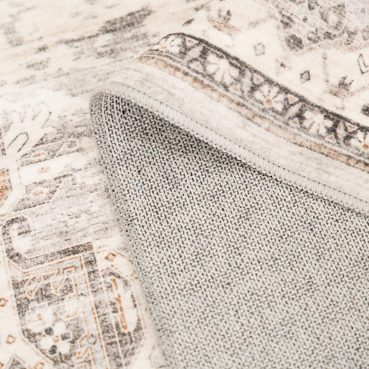 Washable Living Room Area Rug:8x10 Bedroom Rugs - Farmhouse Distressed Printed Floral Carpet - Foldable Non-Shedding Floor Carpet for Dining Room 8'x10' Beige YOUFORTONG