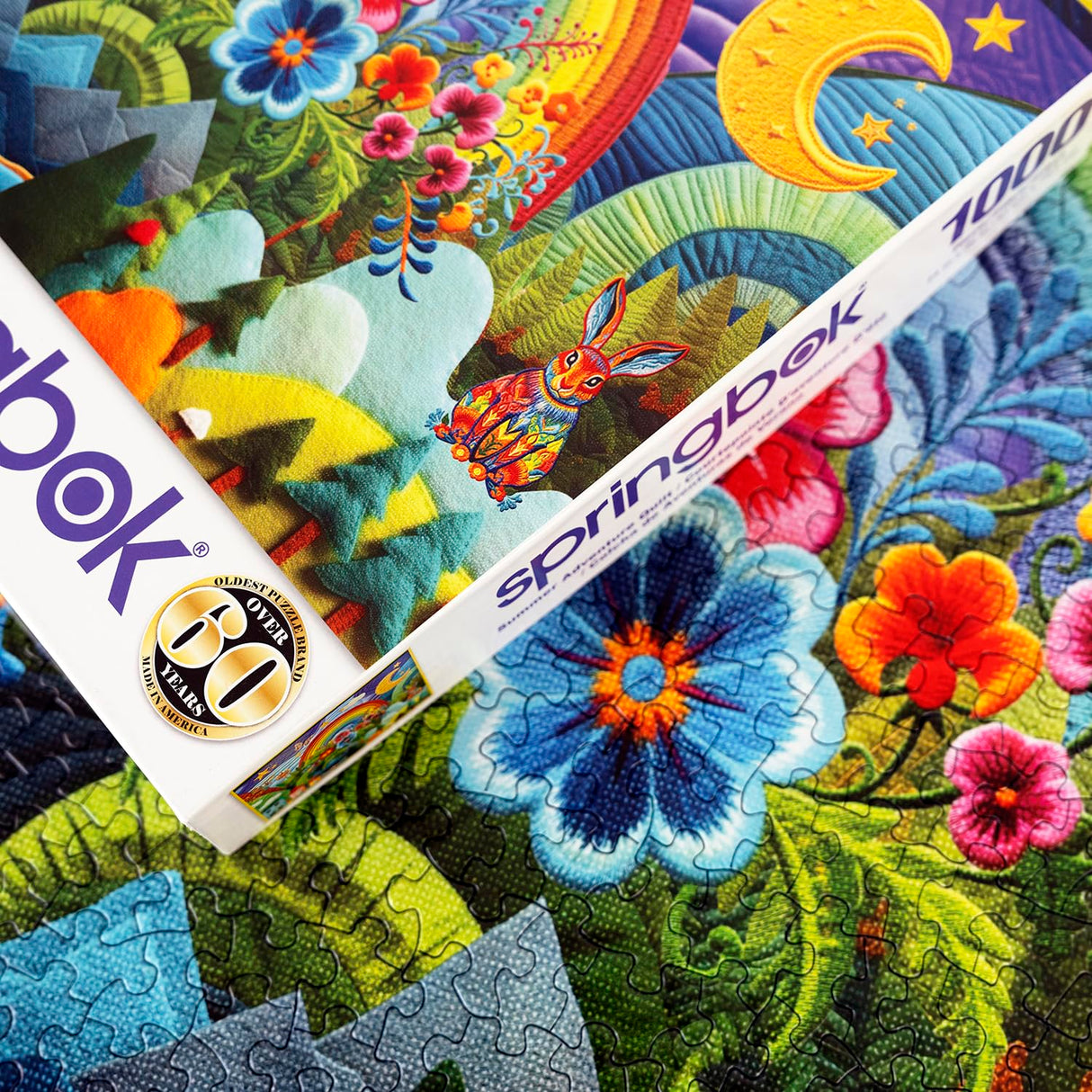 Springbok's Summer Adventure Quilt 1000 Piece Puzzle for Adults Features Imagery of an Amazing and Colorful Quilt Featuring a Summer Scene and The Tools Used to Create It. Springbok