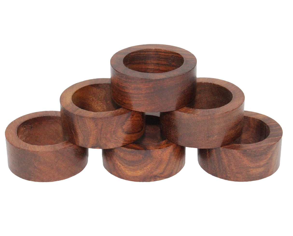COTTON CRAFT Wood Napkin Rings - Set of 12 - Handmade Dining Table Napkin Holder - Classic Everyday Harvest Autumn Fall Thanksgiving Holiday Christmas Festive Party Gift Farmhouse Décor -Dark Natural COTTON CRAFT