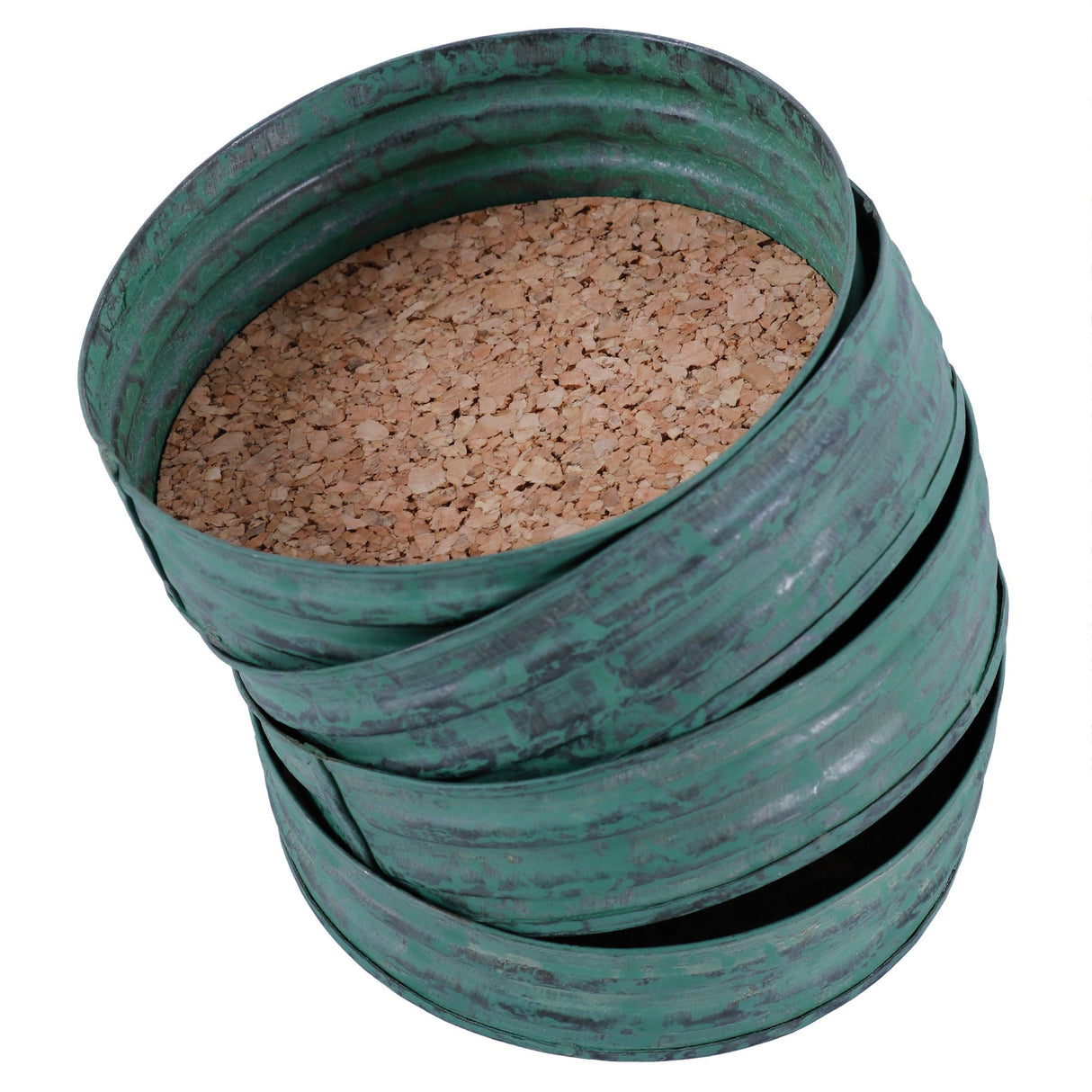 GoCraft Mason Jar Lid Cork Coasters | Set of 4 Handmade Galvanized Iron Coasters with absorbent cork inside (Green) GoCraft