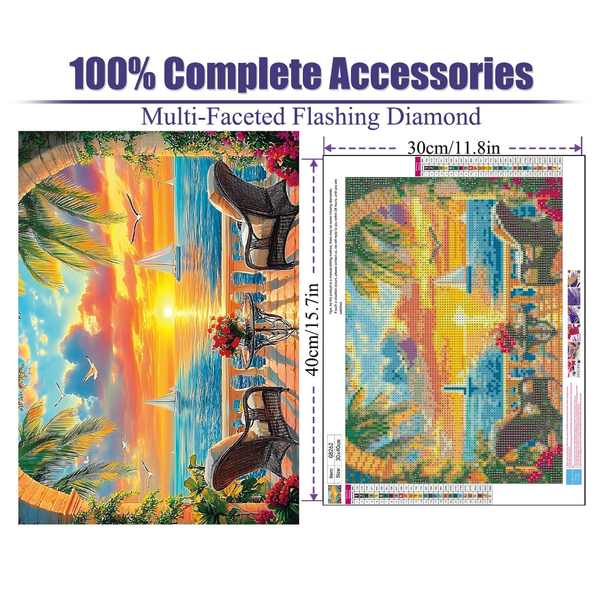 Sunset Diamond Art Kits for Adults,Beach Landscape Diamond Painting Kits for Adults,DIY Full Drill 5D Diamond Art Painting Kits Gem Art Crafts for Home Wall Decor 12x16inch Yijingtop