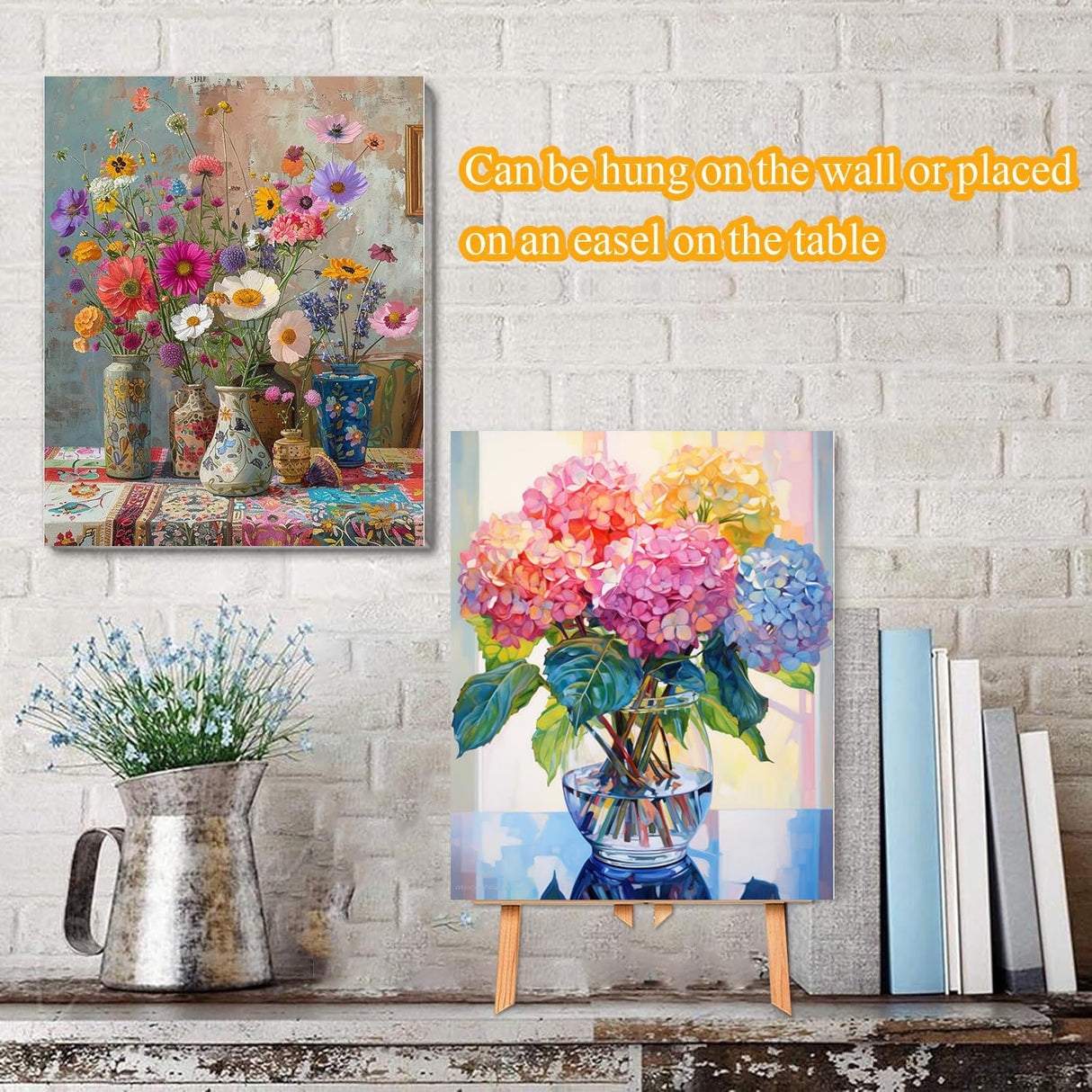 VIGEGU 4 Pack Paint by Numbers Kit for Adults with Frame,Paint by Number with Wooden Easel DIY Flower Adult Paint by Number Kits for Home Decor12x16-13.8x13.8 inch VIGEGU